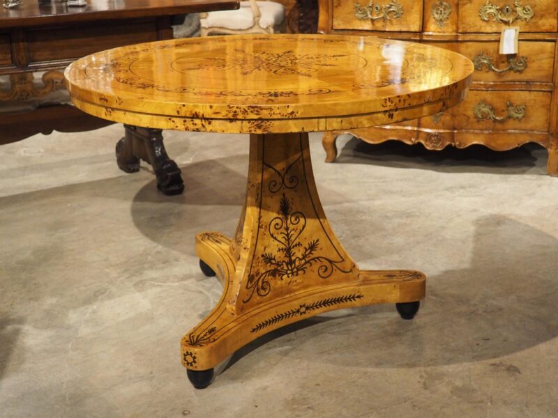 A 20th Century French Charles X Style Center Table with Marquetry Decor - Image 13