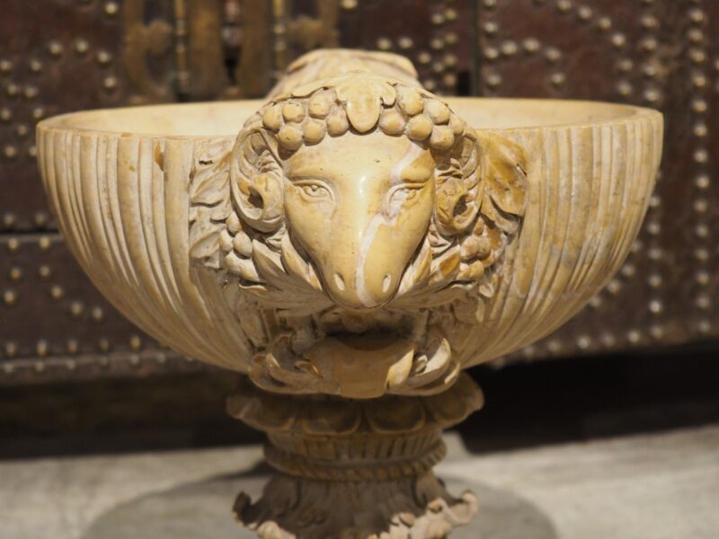 Carved Marble Vase Aux Beliers Tazza from France, Circa 1900 - Image 15