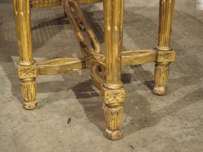 Antique French Louis XVI Style Giltwood Caned Bench, C. 1885 - Image 15