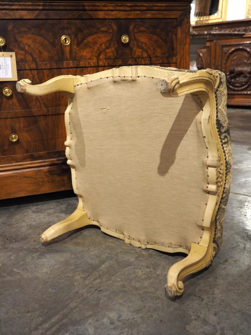 A French Louis XV Style Creme Painted Tabouret, 1950s - Image 12