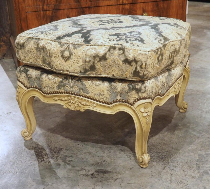 A French Louis XV Style Creme Painted Tabouret, 1950s - Image 3