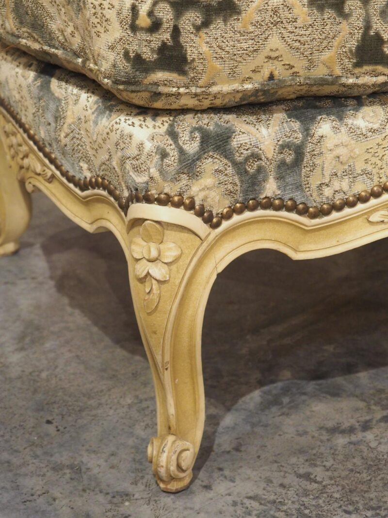 A French Louis XV Style Creme Painted Tabouret, 1950s - Image 4