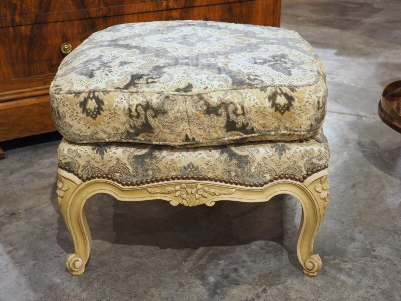 A French Louis XV Style Creme Painted Tabouret, 1950s - Image 7