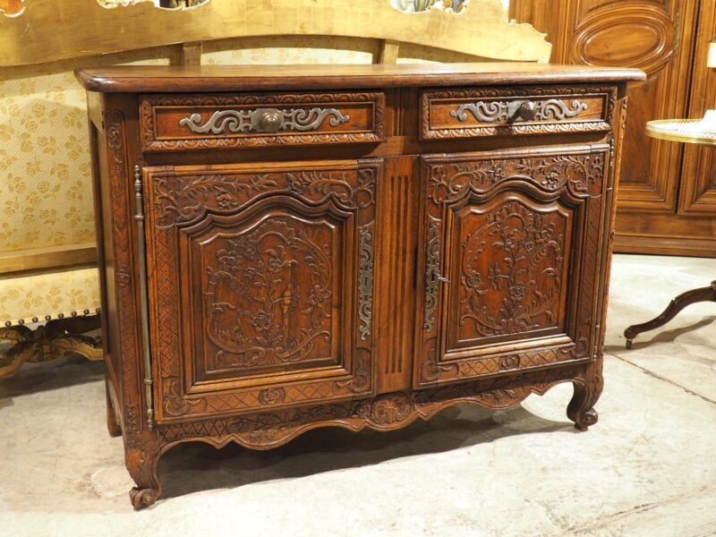 Antique French Oak Buffet with Steel Hardware from Normandy, France, Circa 1830