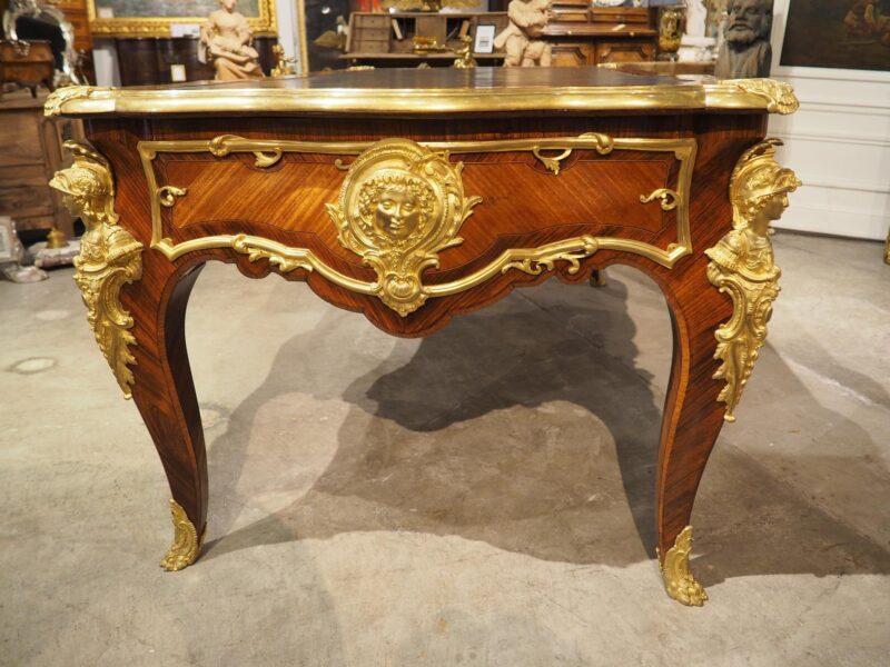 19th Century French Louis XV Style Bureau Plat "à Têtes De Guerriers Antiques" - Image 10