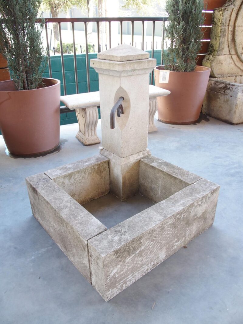 French Carved Limestone Corner Fountain from Provence