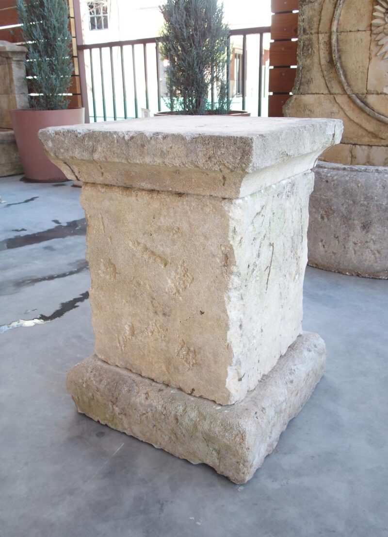 3-Piece Carved and Distressed Limestone Pedestal from the South of France - Image 3