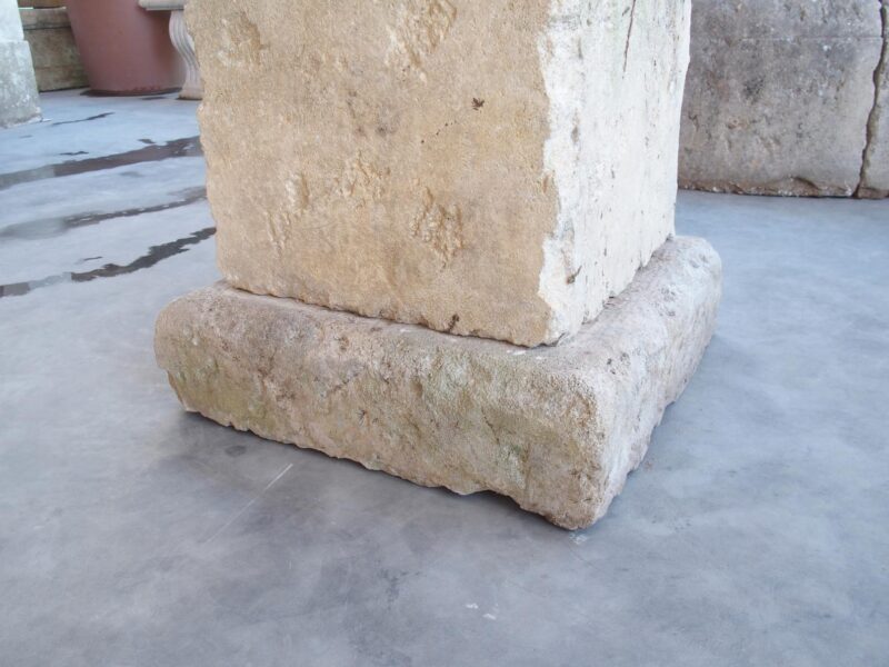 3-Piece Carved and Distressed Limestone Pedestal from the South of France - Image 4