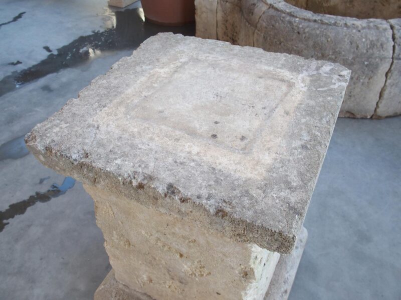 3-Piece Carved and Distressed Limestone Pedestal from the South of France - Image 5