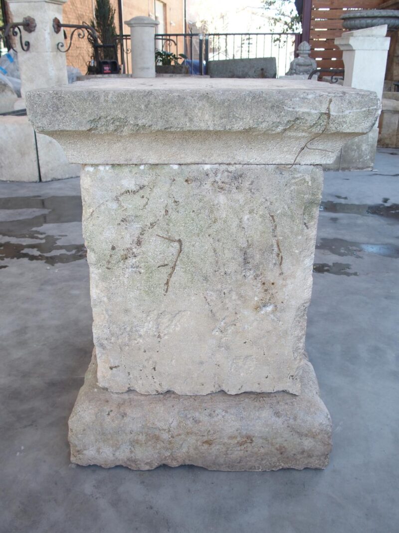 3-Piece Carved and Distressed Limestone Pedestal from the South of France - Image 6