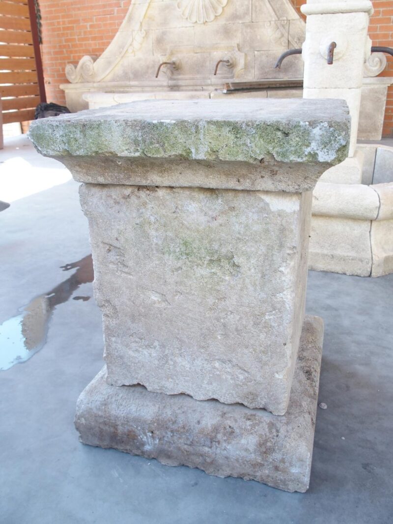 3-Piece Carved and Distressed Limestone Pedestal from the South of France - Image 8