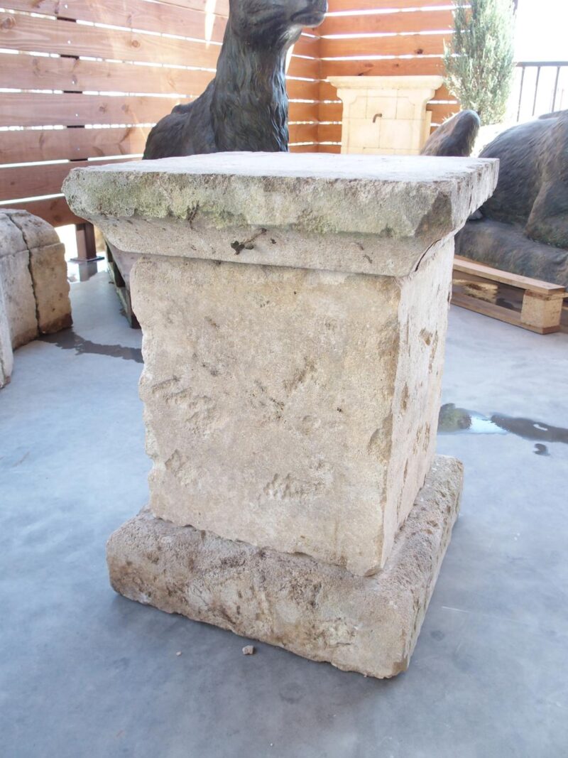 3-Piece Carved and Distressed Limestone Pedestal from the South of France - Image 9