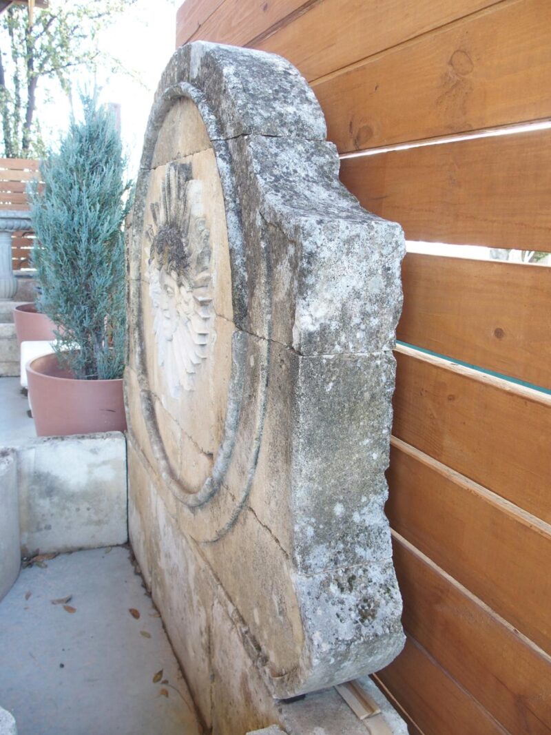 Beautifully Carved French Sunburst Wall Fountain in Aged Limestone - Image 8