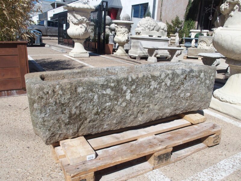 Antique Carved Granite Farm Trough from Normandy, France, 19th Century