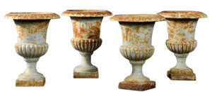 Set of 4 19th Century Cast Iron Campana Vases from France