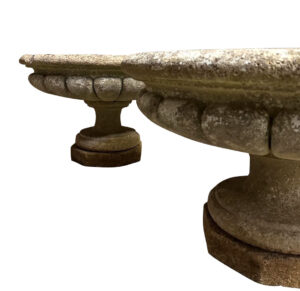 Pair of Early 1900s Wide Lobed Carved Stone Vases from France