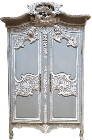 Painted Antique French Wedding Armoire de Fécamp, 19th Century