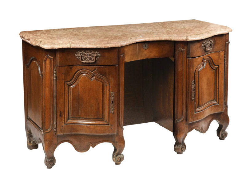 Period French Louis XV Bureau with Marble Top, Circa 1740