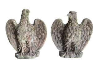 Pair of Large Cast Stone Belgian Eagles