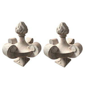 Pair of Carved White Marble Finial Ornaments from France