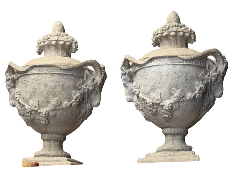 Pair of Belgian Vase Aux Beliers Garden Urns (4 total available)