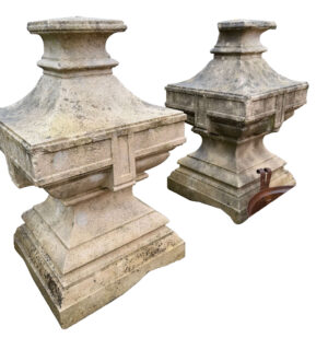 Pair of Antique French Limestone Entry Finials