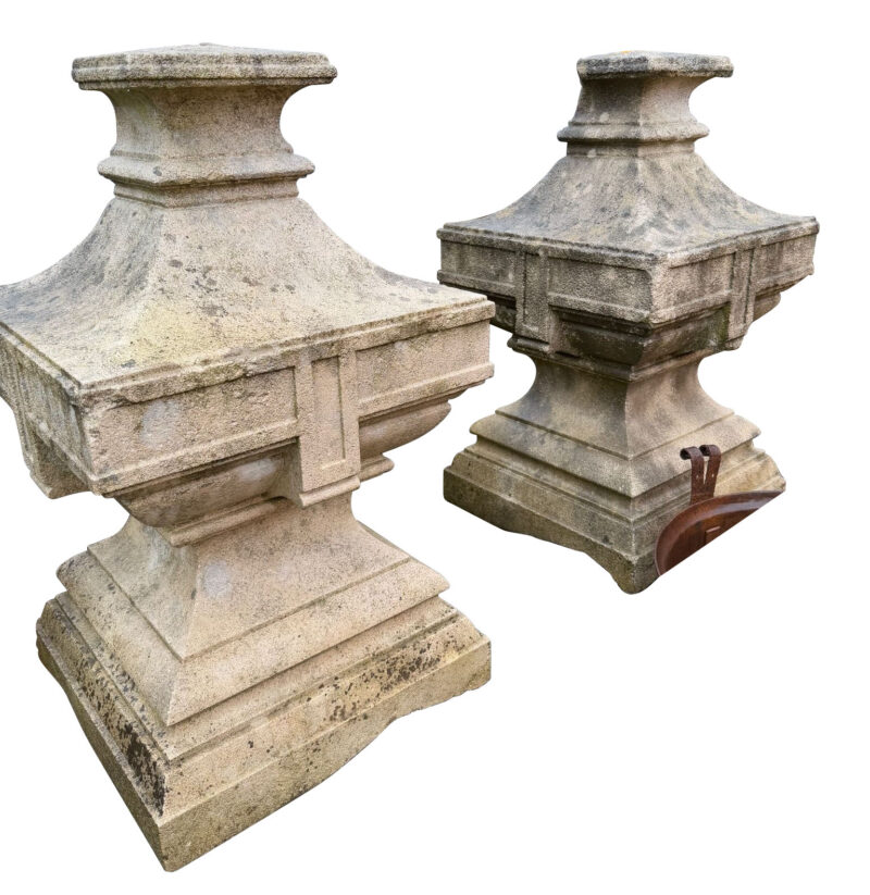 Pair of Antique French Limestone Entry Finials