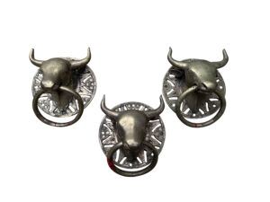 Set of 3 Vintage French Boucherie Cast Metal Bull Heads