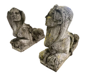 Stunning Pair of Tuscan Stone Sphinx Statues, Circa 1900 (2 Pairs, 4 total)