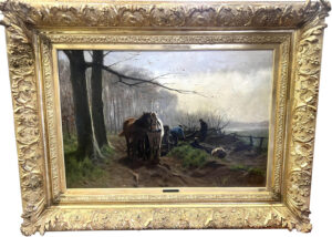 Large, Signed 19th Century Pastoral Oil on Canvas in Rich, Giltwood Frame