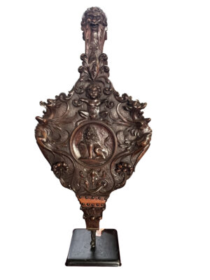 Large and Rare Hand Carved Walnut Bellows from Florence, Italy, C. 1750