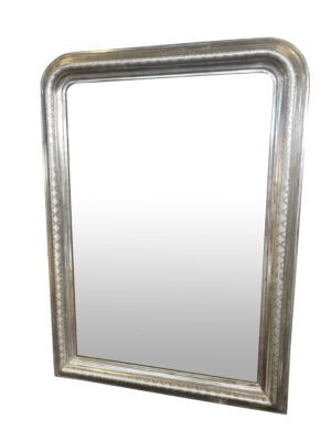 French Silverleaf Louis Philippe Style Wall Mirror - X Pattern Motif