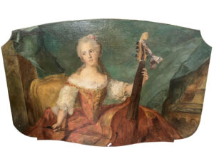 19th Century French Overdoor Painting, The Cellist