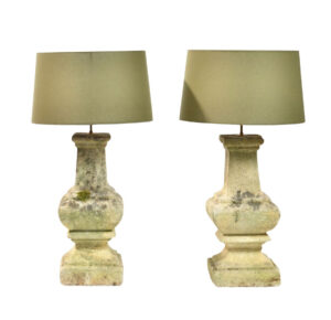 Pair of French Stone Balustrade Lamps