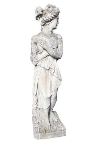 A Monumental Antique Carved Limestone Statue of a Woman from a Property in Nice, France