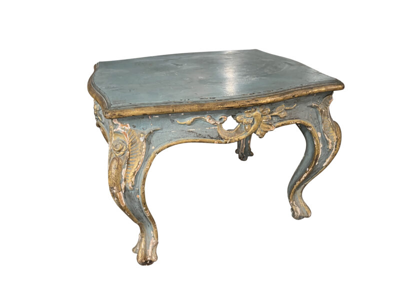 19th Century Blue Painted and Gilt Tabouret Stool from Italy
