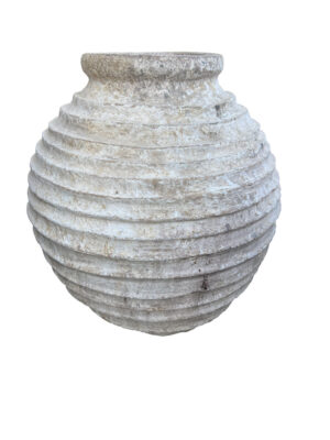 Antique White Patinated Terra Cotta Grain Pot from Greece