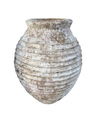 Antique White Patinated Terra Cotta Grain Pot from Greece