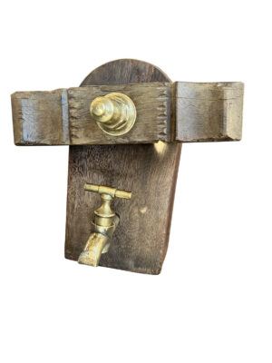 Antique French Wine Barrel Access Cleaning Door with Bronze Spigot