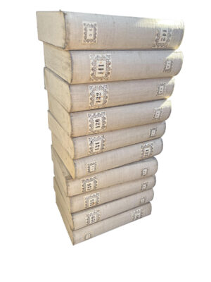 Set of 10 Italian Board and Linen Document Boxes, Circa 1915