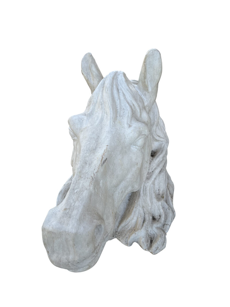 Large French Terra Cotta Horse Head Sculpture, 1960s