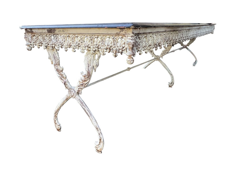 A Rare Large Scale Painted Cast Iron Hotel Table from Aix-En-Provence, C. 1900