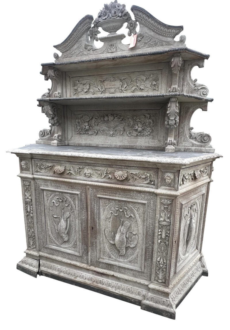 Antique Whitewashed Buffet St. Hubert, Circa 1890